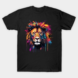 Colorful Roar Lion's Head in Vivid Shades T-Shirt